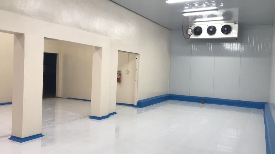Finished cold room interior with evaporator units